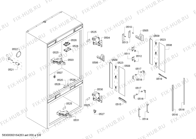 Схема №6 RY491701 с изображением Монтажный набор для холодильника Bosch 00740475