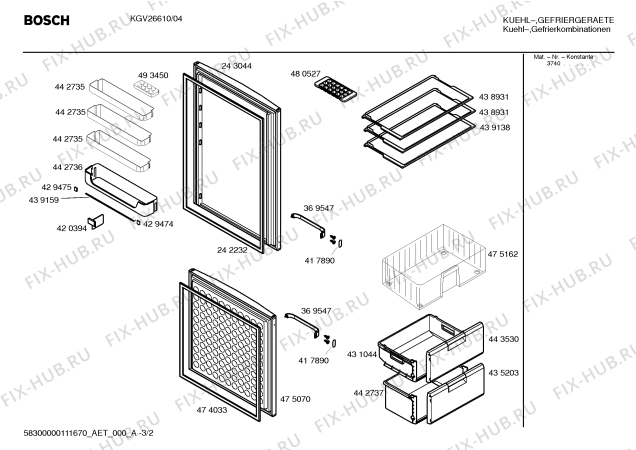 Схема №3 KGV26610 с изображением Инструкция по эксплуатации для холодильной камеры Bosch 00692362