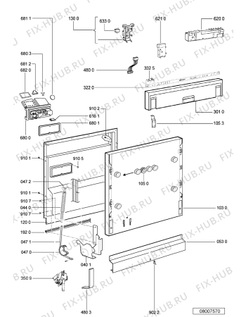 Схема №2 GSXP 7527/1 с изображением Обшивка для посудомойки Whirlpool 480140101359