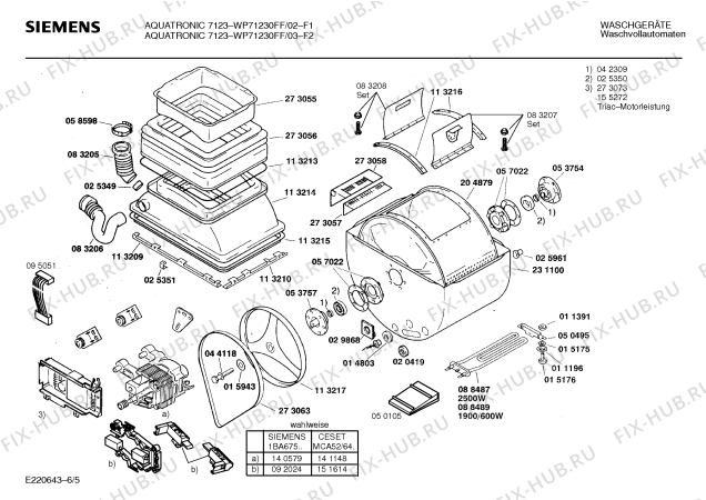 Схема №5 WP71230FF, AQUATRONIC 7123 с изображением Панель управления для стиралки Siemens 00273499