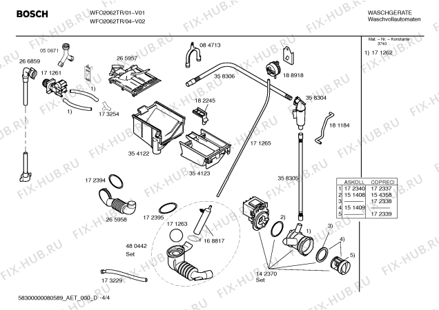 Взрыв-схема стиральной машины Bosch WFO2062TR Maxx WFO 2062 - Схема узла 04