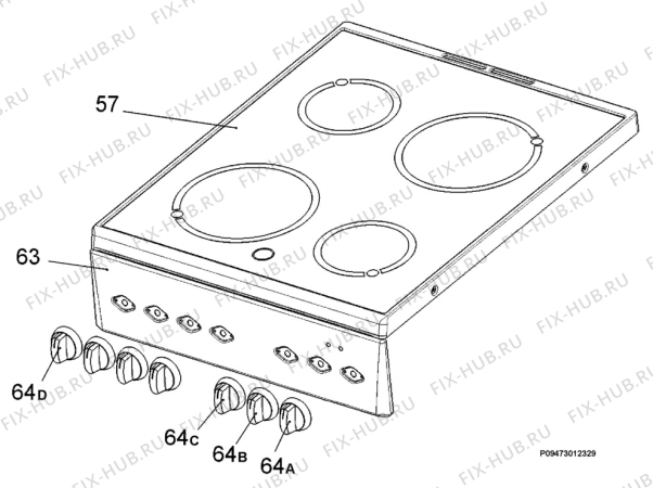 Взрыв-схема плиты (духовки) Electrolux EKV5600 - Схема узла Section 4