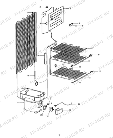 Взрыв-схема стиральной машины Tricity Bendix FD934W - Схема узла Cooling system 017
