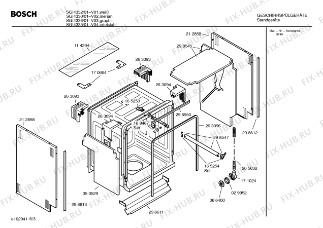 Схема №4 SGI4332 с изображением Инструкция по эксплуатации Gaggenau для электропосудомоечной машины Bosch 00580254