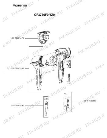 Схема №1 CF3730F0/1Z0 с изображением Корпусная деталь для электрофена Rowenta CS-00145990