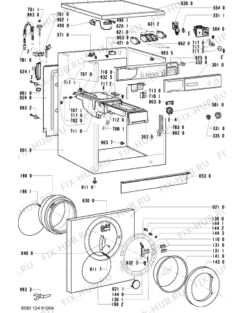 Схема №1 FT 1000 с изображением Клавиша для стиралки Whirlpool 481241259021