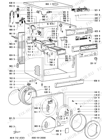 Схема №1 WA 8788 W/WS-B с изображением Декоративная панель для стиралки Whirlpool 481245219772