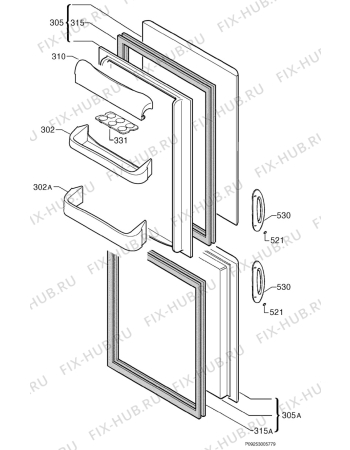 Взрыв-схема холодильника Zanussi Z18/8R - Схема узла Door 003