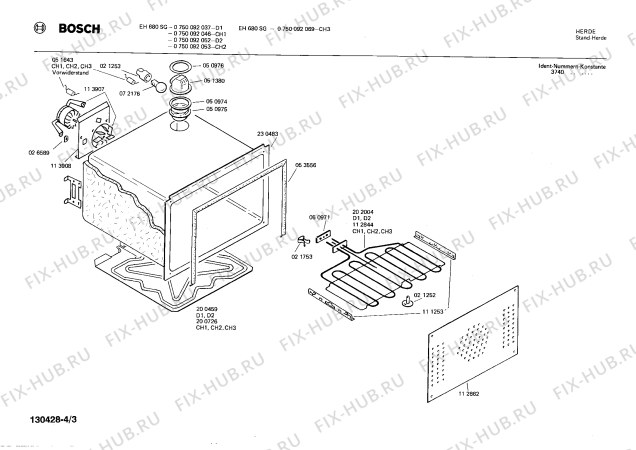 Взрыв-схема плиты (духовки) Bosch 0750092046 EH680SG - Схема узла 03