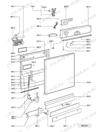 Схема №1 ADP 5340 WH с изображением Панель для посудомоечной машины Whirlpool 481245372338