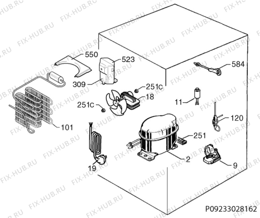 Взрыв-схема холодильника Electrolux UK120520LI - Схема узла Cooling system 017