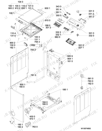 Схема №2 AWE6100 (F094770) с изображением Декоративная панель для стиралки Indesit C00444624