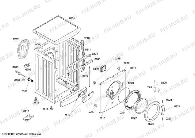 Взрыв-схема стиральной машины Bosch WAE24467EP - Схема узла 02