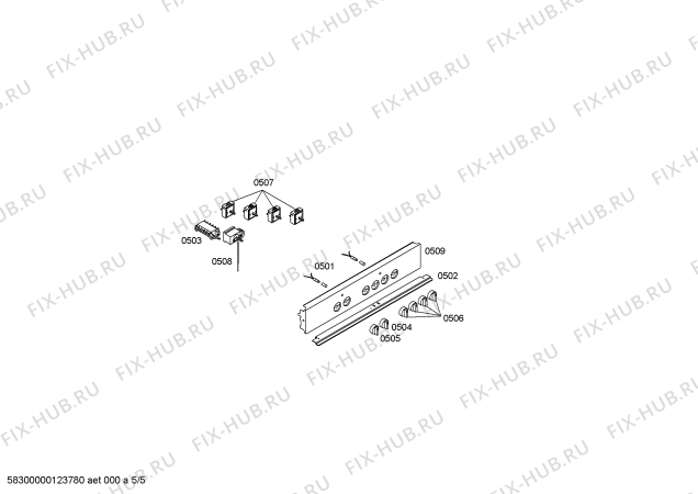 Взрыв-схема плиты (духовки) Bosch HSL722KSS - Схема узла 05