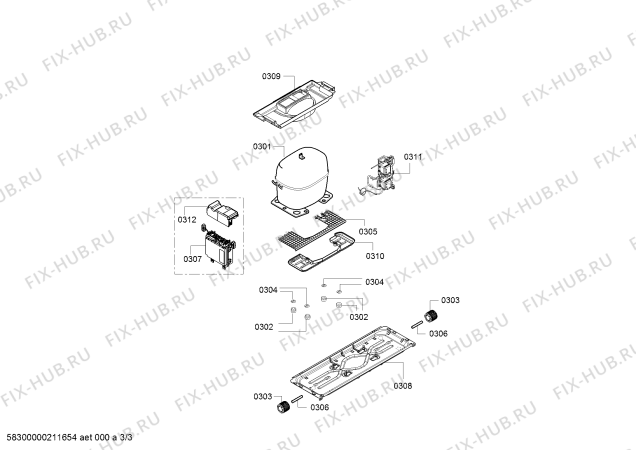 Взрыв-схема холодильника Siemens KG36EVL4A, Siemens - Схема узла 03