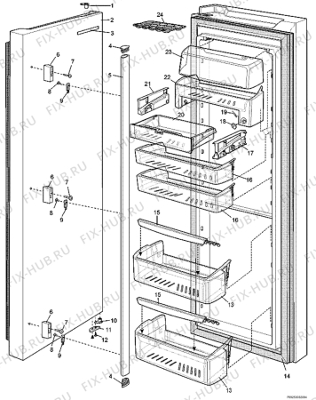 Взрыв-схема холодильника Electrolux ENL60710X - Схема узла Section 2