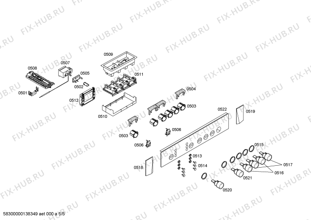 Схема №5 P1HEB49022 с изображением Крышка для плиты (духовки) Bosch 00615932