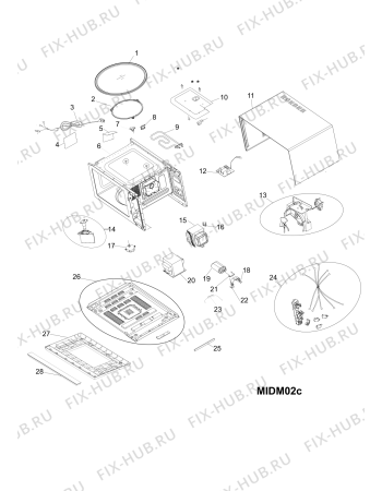Схема №2 MWHA2021X (F086171) с изображением Обшивка для плиты (духовки) Indesit C00381270