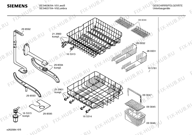 Взрыв-схема посудомоечной машины Siemens SE54637 Extraklasse - Схема узла 06