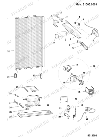 Взрыв-схема холодильника Ariston BD293V (F027036) - Схема узла