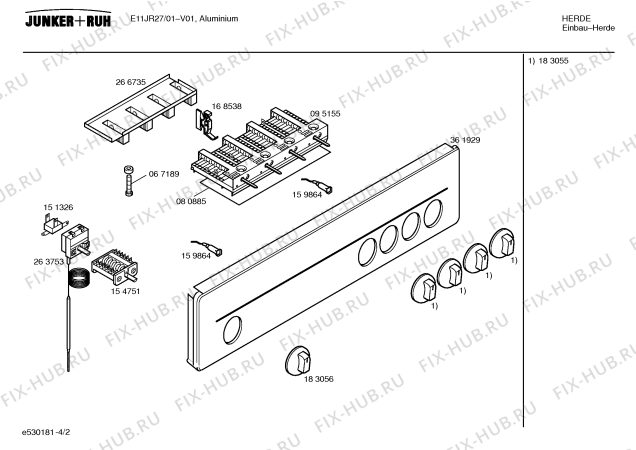 Схема №2 E11JR27 с изображением Ручка управления духовкой для электропечи Bosch 00183056