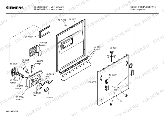 Схема №5 SE53600GB с изображением Панель управления для посудомоечной машины Siemens 00360563