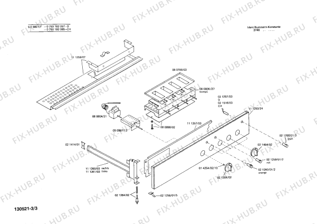 Взрыв-схема плиты (духовки) Bosch 0750192057 EH680EF - Схема узла 03