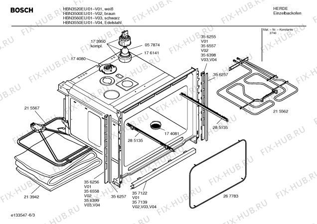 Взрыв-схема плиты (духовки) Bosch HBN3560EU - Схема узла 03