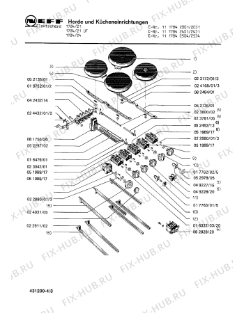 Взрыв-схема плиты (духовки) Neff 1117842001 1784/21 - Схема узла 03