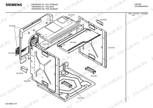 Взрыв-схема плиты (духовки) Siemens HB49020IL - Схема узла 04