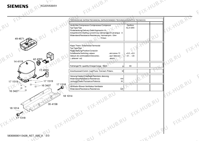 Взрыв-схема холодильника Siemens KG33V630 - Схема узла 03