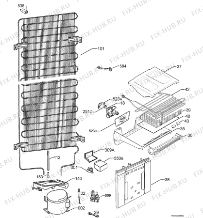 Взрыв-схема холодильника Electrolux ENB32000W - Схема узла Cooling system 017
