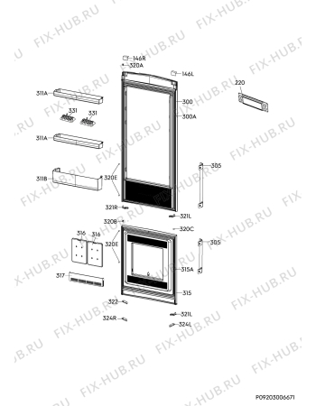Взрыв-схема холодильника Aeg RCB74011NX - Схема узла Door 003