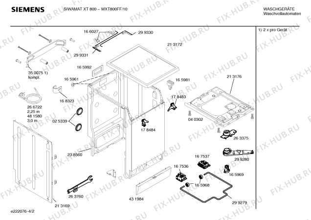 Схема №2 WXT800FF SIWAMAT XT 800 fuzzy plus с изображением Инструкция по эксплуатации для стиральной машины Siemens 00584619