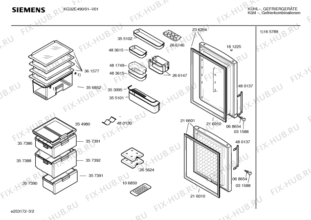 Взрыв-схема холодильника Siemens KG32E490 - Схема узла 02
