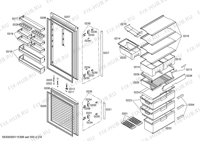 Взрыв-схема холодильника Neff K58901X0 - Схема узла 02