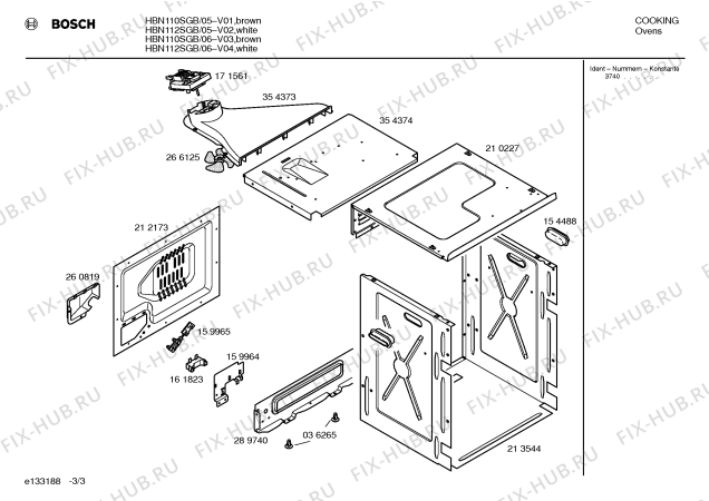 Схема №3 HBN110SGB с изображением Инструкция по эксплуатации для плиты (духовки) Bosch 00519068