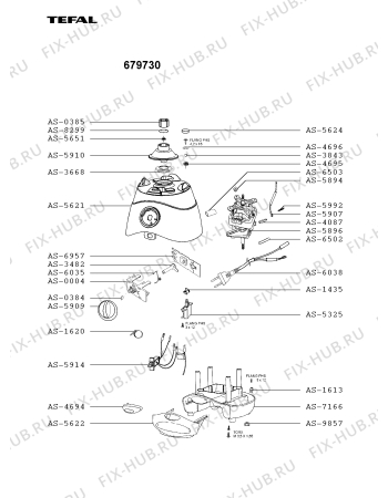 Взрыв-схема блендера (миксера) Tefal 679730 - Схема узла DP002841.7P2