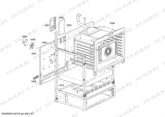 Взрыв-схема плиты (духовки) Bosch HES446U - Схема узла 03