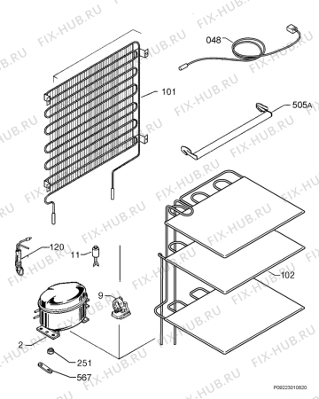 Взрыв-схема холодильника Aeg Electrolux A60126GS4 - Схема узла Cooling system 017