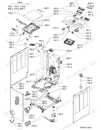 Схема №2 AWE 99612 ZEN с изображением Блок управления для стиралки Whirlpool 481010490547