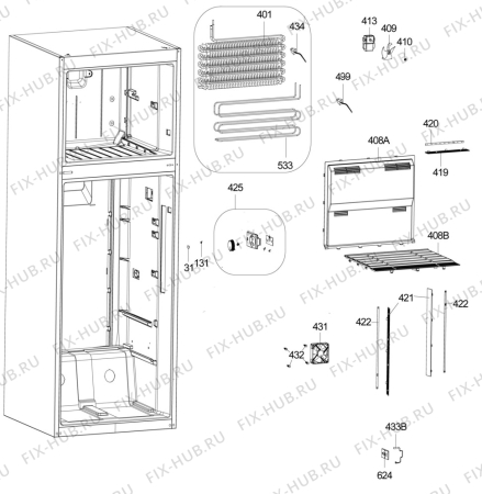 Взрыв-схема холодильника Zanussi ZRT48201WA - Схема узла Vaporiser