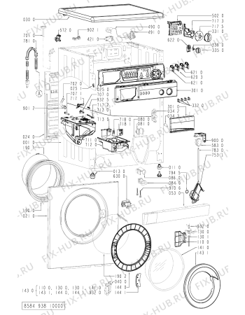 Схема №1 AWV 938 с изображением Обшивка для стиральной машины Whirlpool 481245213452