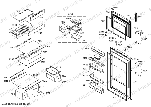 Взрыв-схема холодильника Bosch KDN36A43 - Схема узла 02
