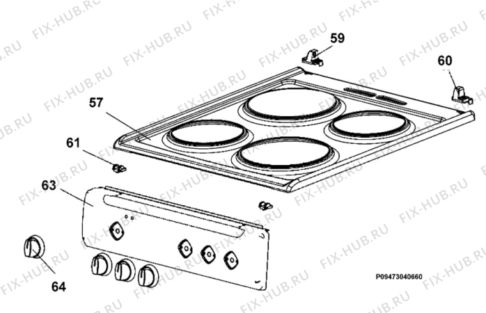 Взрыв-схема плиты (духовки) Zanussi ZCE564NW1 - Схема узла Section 4