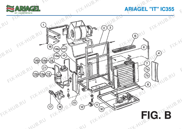 Взрыв-схема кондиционера Ariagel IC 355 - Схема узла 2
