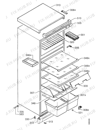 Взрыв-схема холодильника Aeg S3152-5D - Схема узла Tub
