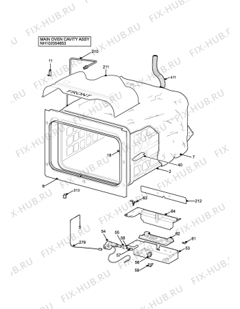 Взрыв-схема плиты (духовки) Parkinson Cowan L50GDBL - Схема узла H10 Main Oven Cavity (large)