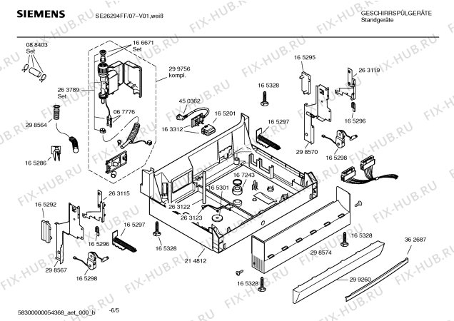 Взрыв-схема посудомоечной машины Siemens SE26294FF - Схема узла 05