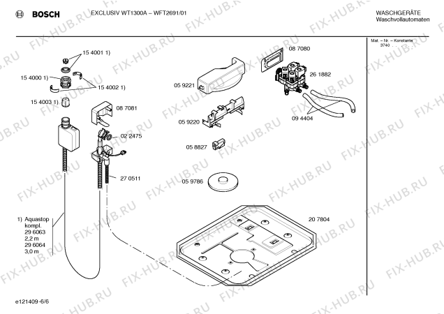Взрыв-схема стиральной машины Bosch WFT2691 EXCLUSIV WT1300A - Схема узла 06